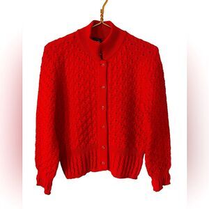 Vintage‎ Red Knit Button up Cardigan sweater, Size Medium